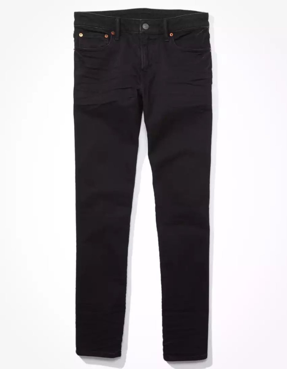 Jean American Eagle AE AirFlexSlim Droit Noir Homme | OQW-38709519